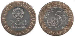 1995 - Moeda de 200$00 - ONU