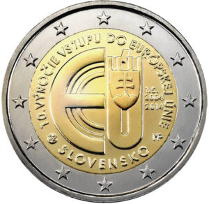 2014 - Eslováquia - 2 euros - 10 anos da Eslováquia na U. E.