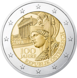 2018 - Áustria - 2 euros - 100 anos da República