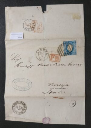 Carta 1872 - D. Luís I, 120 réis Fita direita - Lisboa/Veneza