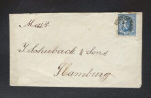 Carta 1881 - D. Luís I de Perfil, com selo de 50 réis - Porto/Hamburgo