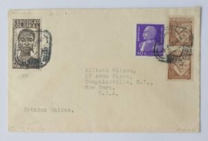 1935 - General Carmona,1ª Exposição Colonial Portuguesa e Lusíadas, com selos de 40, 25 e 1 Par de 50c - Lisboa/ Nova York