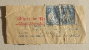 1927 - Ceres - Fragmento do jornal, Diário de Notícias, correio registado - Lisboa/ Sto. António do Zaire, Angola
