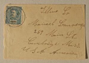 1900 - D. Carlos I - Sobrescrito circulado - Angra/Nova York