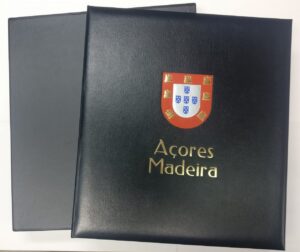 A Nº I - 1980/1995 - Álbum LUXO - Açores / Madeira - Álbum + caixa + folhas com tiras Hawid