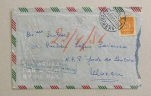 1951 - Correio Aéreo -  Correspondência pelo Paquete "João de Lisboa" -  Coimbra/Macau