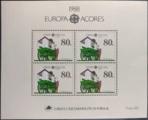 1988 - Bloco nº 94 -  Europa CEPT Açores - Meios de Transporte e Comunicação