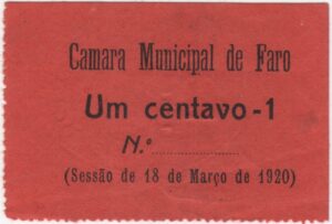 Cédula, Camara Municipal de Faro - 1 Centavo