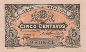 Cédula, Casa da Moeda - 5 Centavos - Série F