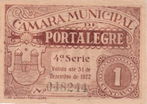 Cédula, Camara Municipal de Portalegre - 1 Centavo - 4ª série