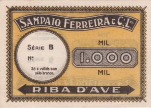 Cédula, (Vila Nova de Famalicão), Riba D'Ave, Sampaio Ferreira & Cª Ldª  - 1.000 (reis) - série B