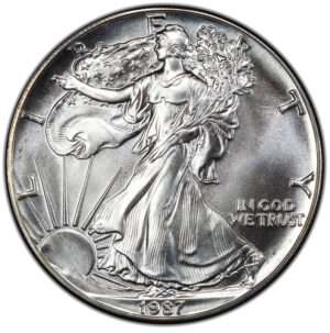 USA 1987 - 1 Onça (1 oz) de prata fina, American Eagle