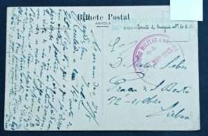 1915-05-27 - Angola - Postal circulado, com carimbo, Exposição Militar a Angola