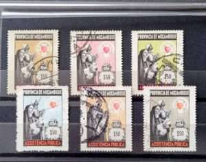 1964- 69 - Moçambique I. Postal Telegráfico. Serie usada nº 62/67. Assistência Pública