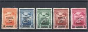 1946 - Timor. Série nova com charneira nº 10/14 do C. Aéreo. Tipo "Império Colonial Português" do C. Aéreo de Moçambique, com sobrecarga