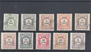 1904 - Timor. Série usada nº 1/10 do Porteado. Emissão regular