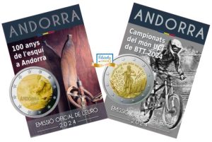 2024, Andorra, 2 moedas x 2 euros, Esqui e BTT UCI
