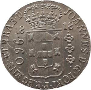 960 réis (PATACÃO) de D. João P. R. - 1818 R - Brasil (Rio de Janeiro)