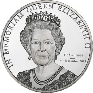 Ilhas Cook 2022 - 1 Onça (1 oz) de prata fina - MEMORIAM QUEEN ELIZABETH II