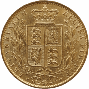 1853 - Inglaterra, Libra Vitória ouro, BRASÃO