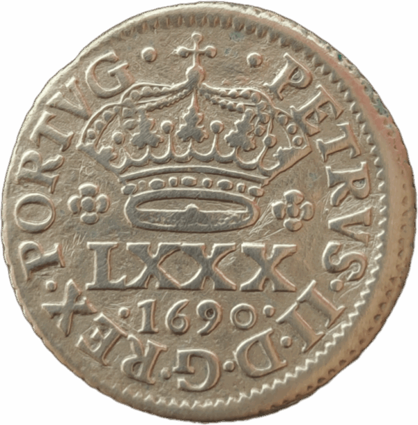 Tostão em prata, D. Pedro II 1690 Porto