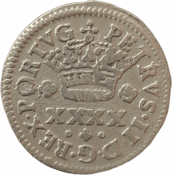 Meio Tostão em prata, D. Pedro II 1683/1706 Porto