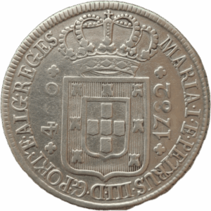 Cruzado Novo em prata, D. Maria I e D. Pedro III 1782