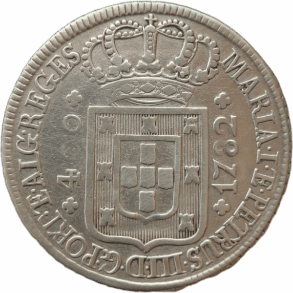Cruzado Novo em prata, D. Maria I e D. Pedro III 1782