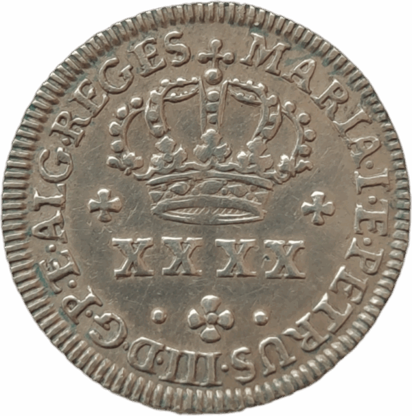 Meio Tostão em prata, D. Maria I e D. Pedro III 1777/1786