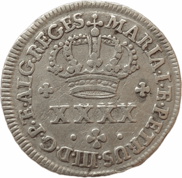 Meio Tostão em prata, D. Maria I e D. Pedro III 1777/1786
