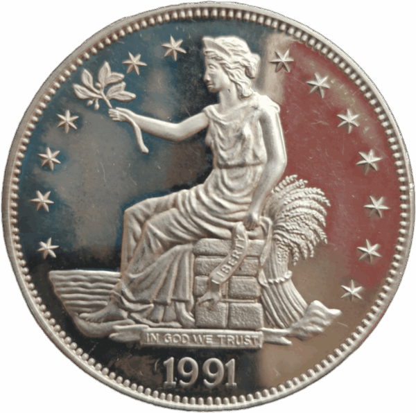 USA 1991 - 2 Onças (2 oz) de prata fina - Cópia de 1 Dólar
