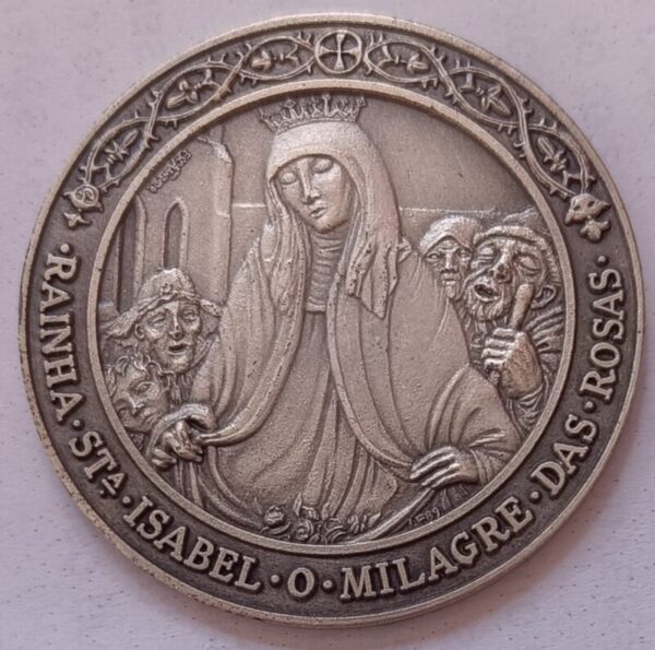 Medalha em prata. Rainha Santa Isabel ( o milagre das rosas)