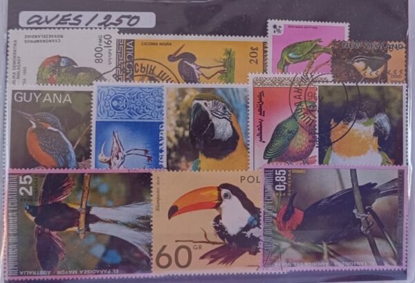 Aves - Pacote de 250 selos diferentes