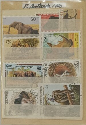 Fauna Protegida - Pacote de 100 selos diferentes