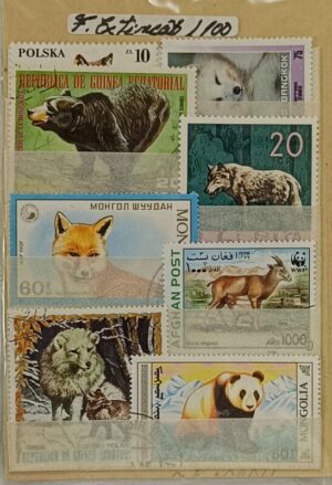 Fauna extinção - Pacote de 100 selos diferentes
