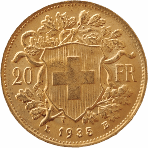 SUÍÇA, 20 Francos - 1935 L B
