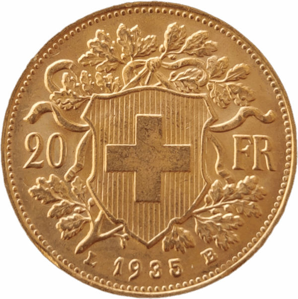 SUÍÇA, 20 Francos - 1935 L B
