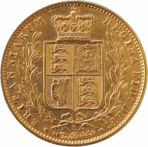 1875 S - Inglaterra, Libra Vitória ouro, BRASÃO
