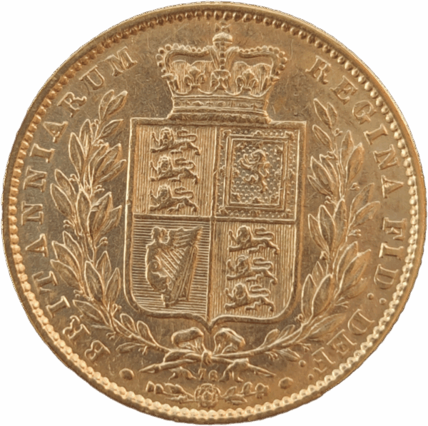 1871 - Inglaterra, Libra Vitória ouro, BRASÃO