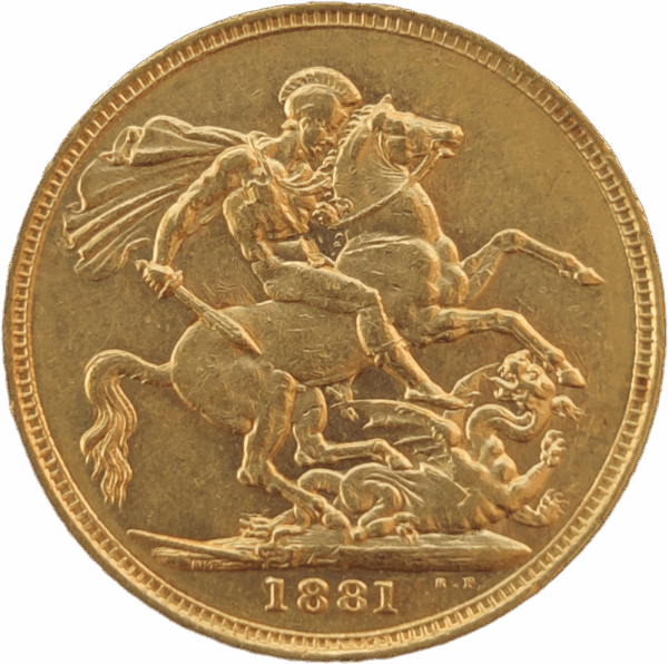 1881 M - INGLATERRA, Libra em ouro - Vitória - Image 2
