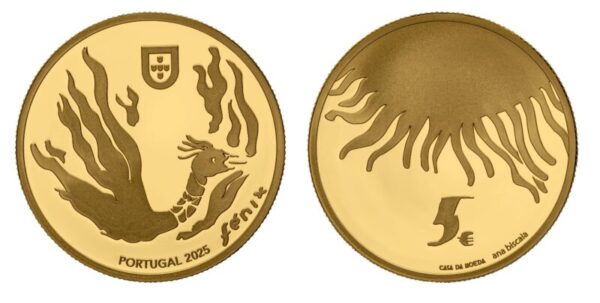 2025, Portugal, 5 euros OURO Proof - FÉNIX - Das cinzas ao ouro - Image 2