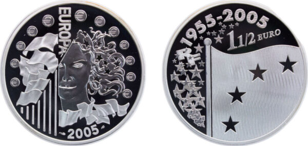 2005 - França - 1 1/2€ Proof - Bandeira da União Europeia