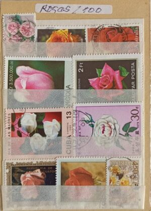 Rosas - Pacote de 100 selos diferentes