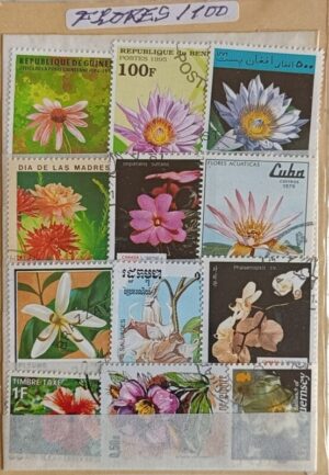 Flores - Pacote de 100 selos diferentes