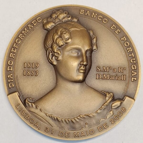 Medalha, 25º encontro / Banco Portugal /D. Maria II, Menina, Mulher e Rainha