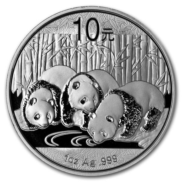 China 2013, 10 yuan - 1 Onça (1 oz) de prata fina - Panda