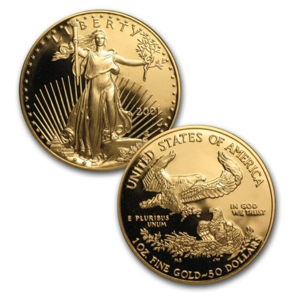ESTADOS UNIDOS, 2001, Caixa com 4 moedas PROOF - 50 + 25 + 10 + 5 Dólares Ouro - Image 4